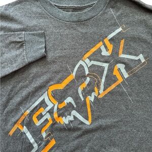 Fox‎ Racing Y2K Men’s Long Sleeve T-Shirt Size Medium Gray Fox Graphic Logo